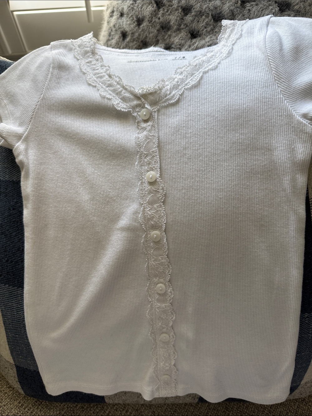 abercrombie kids White Lace-Trim Top